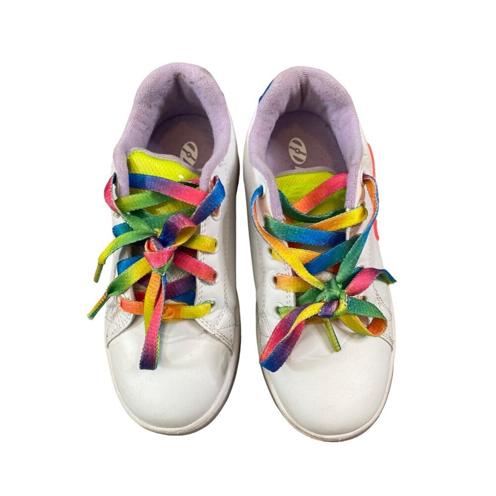 HEELYS GLOWER HE100857H GIRLS WHITE RAINBOW LACE-UP SNEAKER SHOES SZ 13C